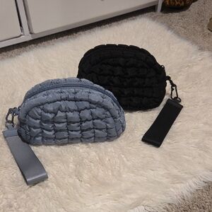 Quilted Black and Blue Wrist Bags